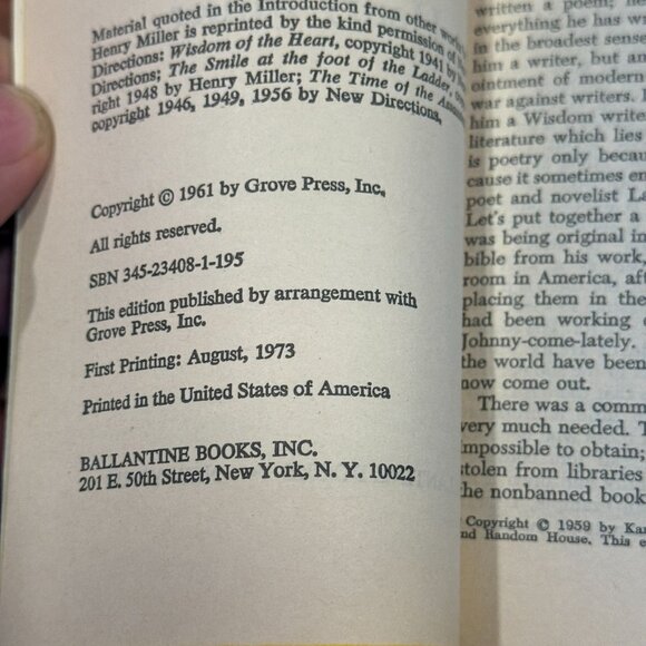 Henry Miller "Tropic Of Cancer" Paperback Book - Picture 3 of 3